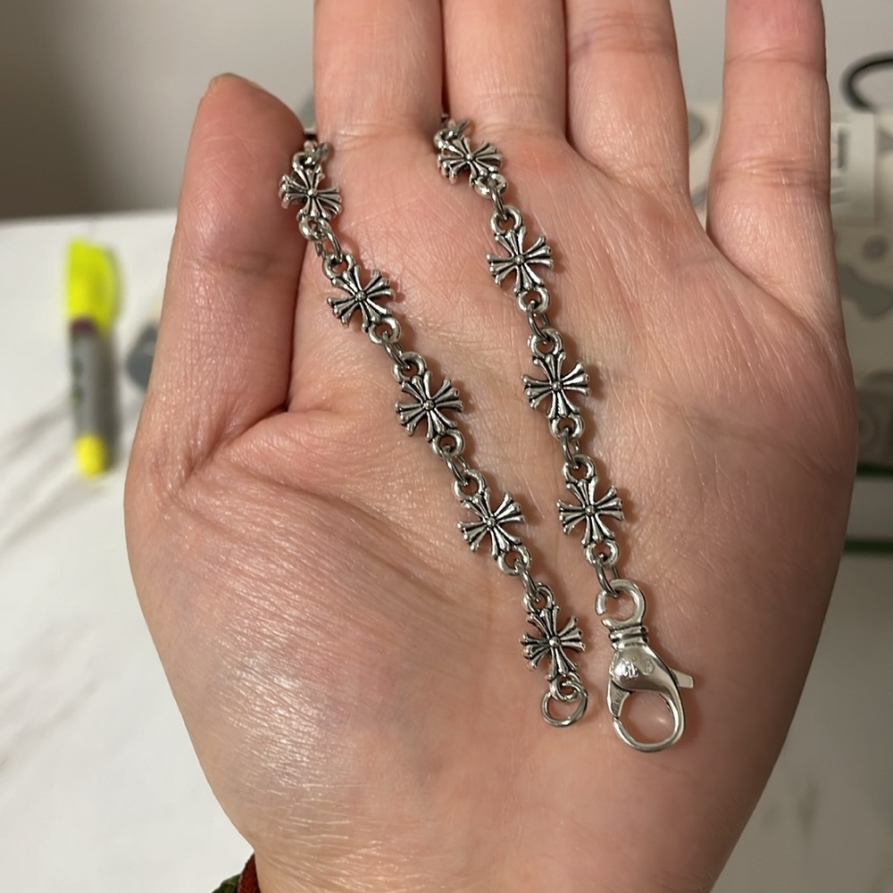 Cross Charm Unisex Silver Bracelet